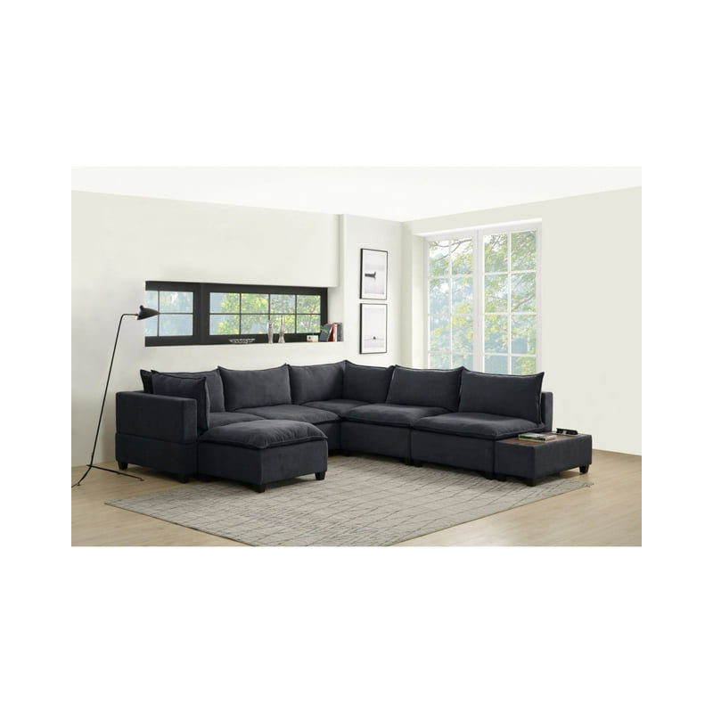 Canapé modulaire 7 pièces gouvernour, Mélange de polyester gris foncé