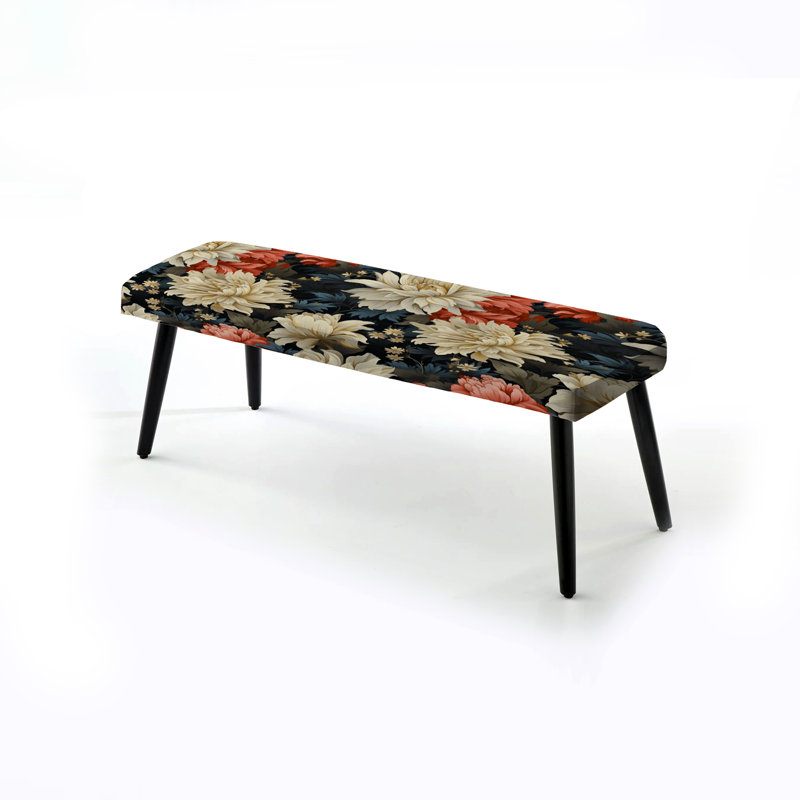 Ornement damassé Legacy - Banc rembourré floral noir