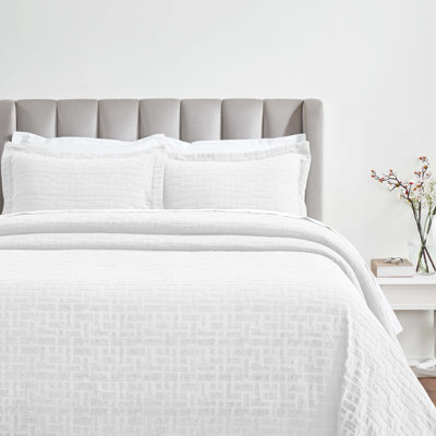 Ensemble de couvre-lit matelassé à motif géométrique en coton Madrid