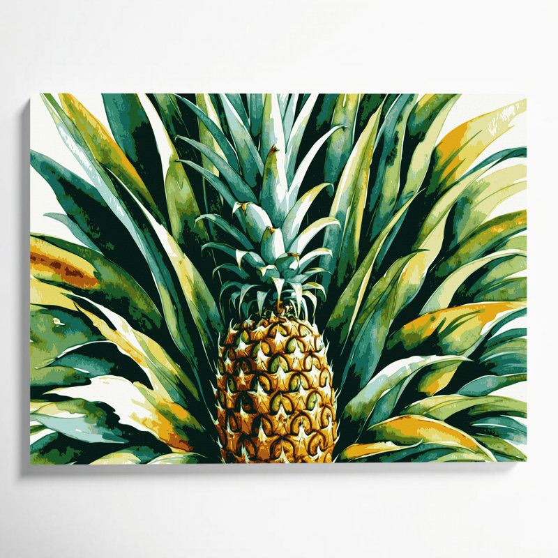 Art mural sur toile Botanical Pineapple Plant, H 11 po x l 14 po