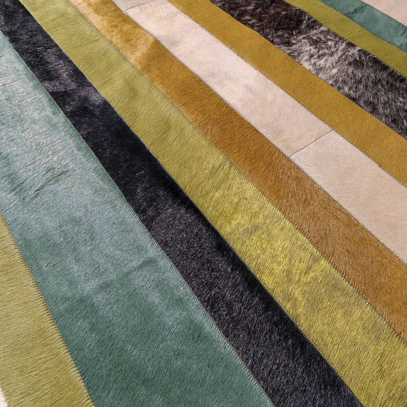 Nueva Raya Cowhide Striped Area Rug, Runner 2'7" x 6'6"
