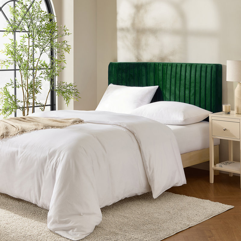Nestl Chastelyne Velvet Upholstered Easy Assemble Wall Mounted Headboard, Queen, Green