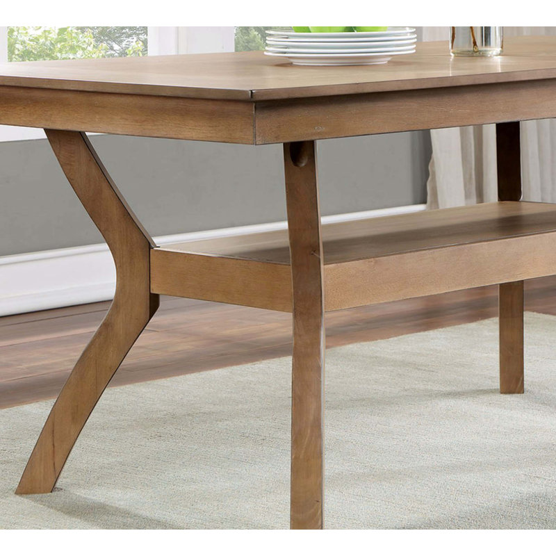 Table de salle à manger moderne avec tablette inférieure ouverte 1pc, Naturel, H 30,25 po x L 64 po x l 38 po