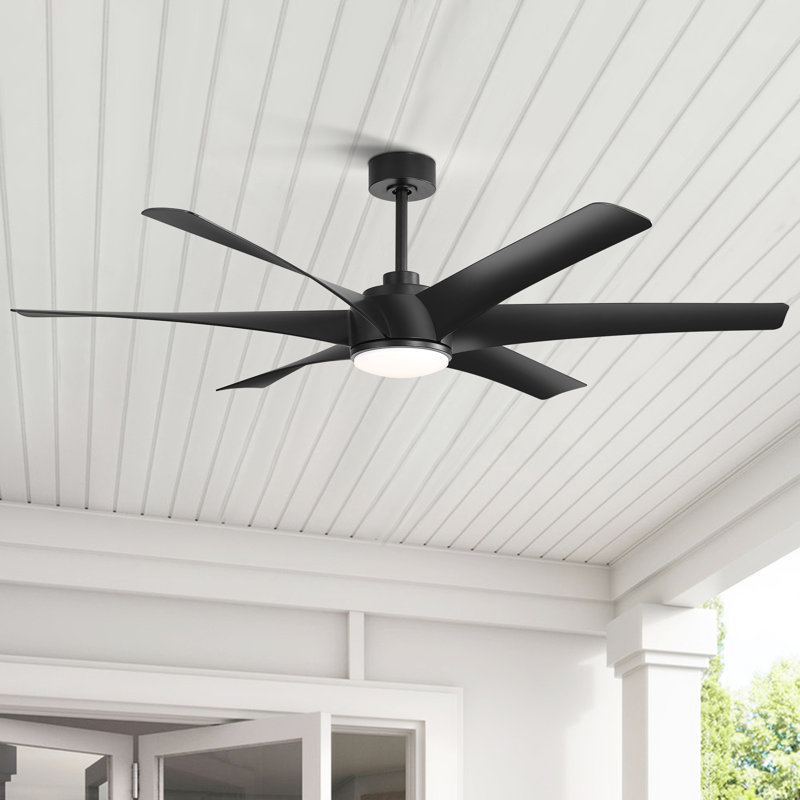 Ventilateur de plafond à moteur à courant continu 6 pales intérieur / extérieur 65 "avec lumière et télécommande Nausica