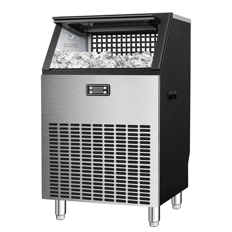 200 Lb. Daily Commercial ice maker 55lbs Storage Bin，Automatic cleaning function