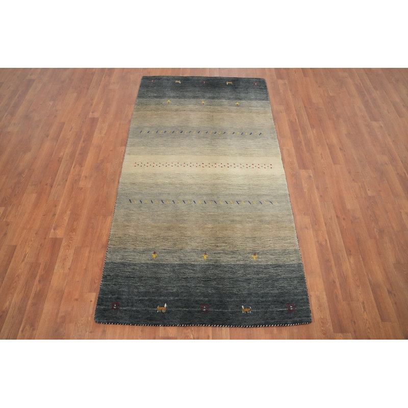 Tapis polyvalent de style Gabbeh dégradé 4 x 6 avec de délicats motifs colorés