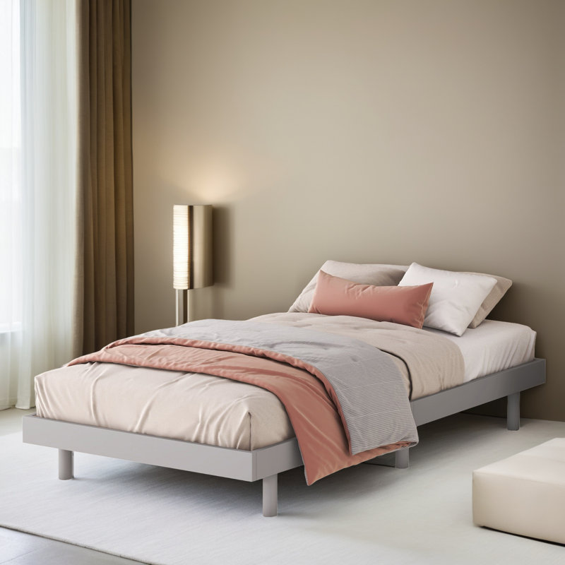 Floating Platform Bed Frame, Gray, Twin