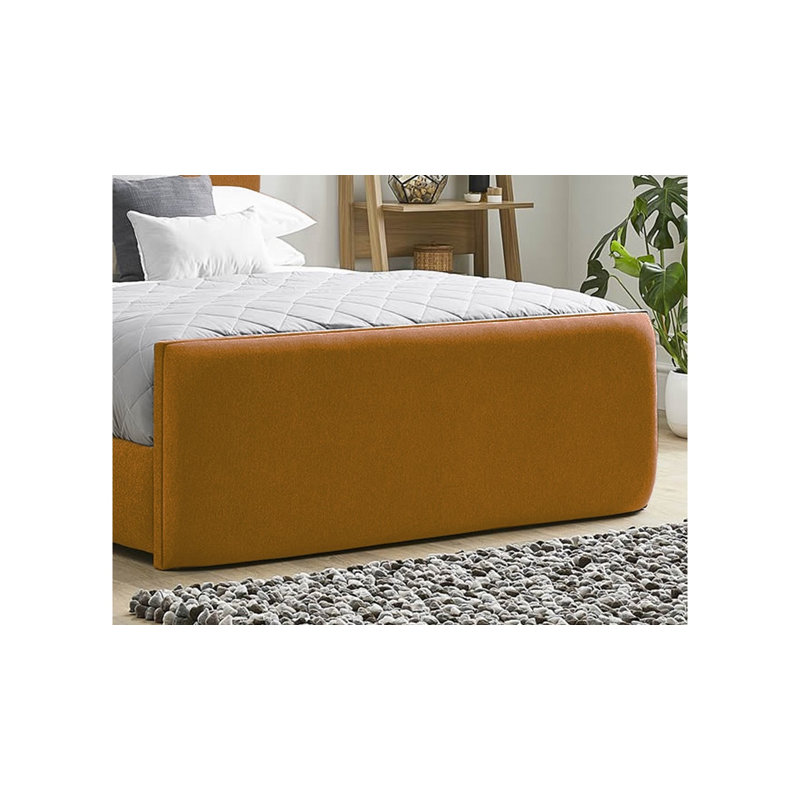 Ledley Kailua Upholstered Bed Frame - Plush Velvet with Headboard and Sprung Slats, Super King (6'), Mustard