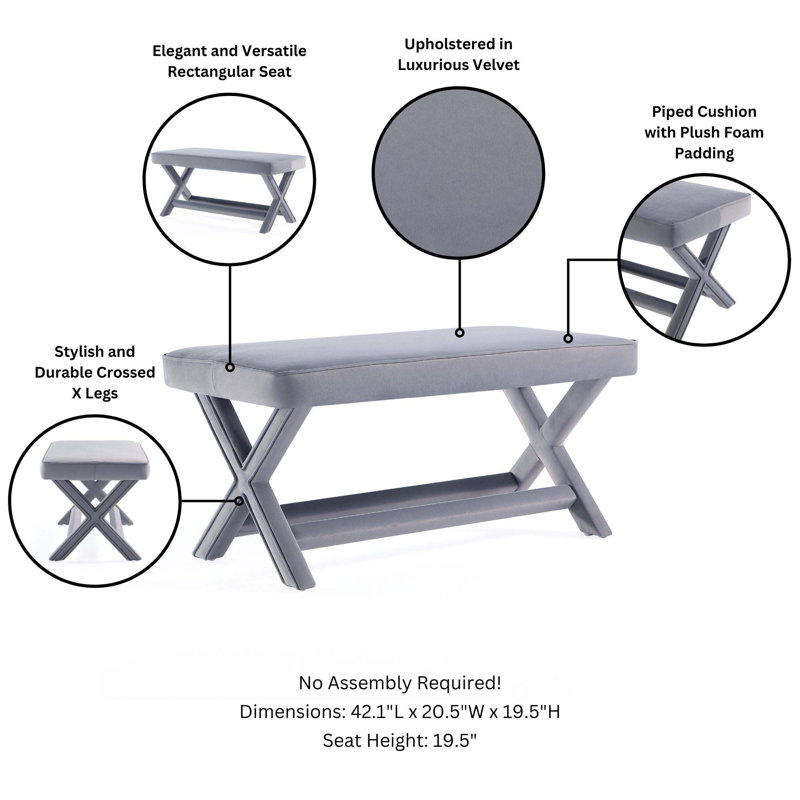 Faulkwoods Velvet Ottoman, Gray