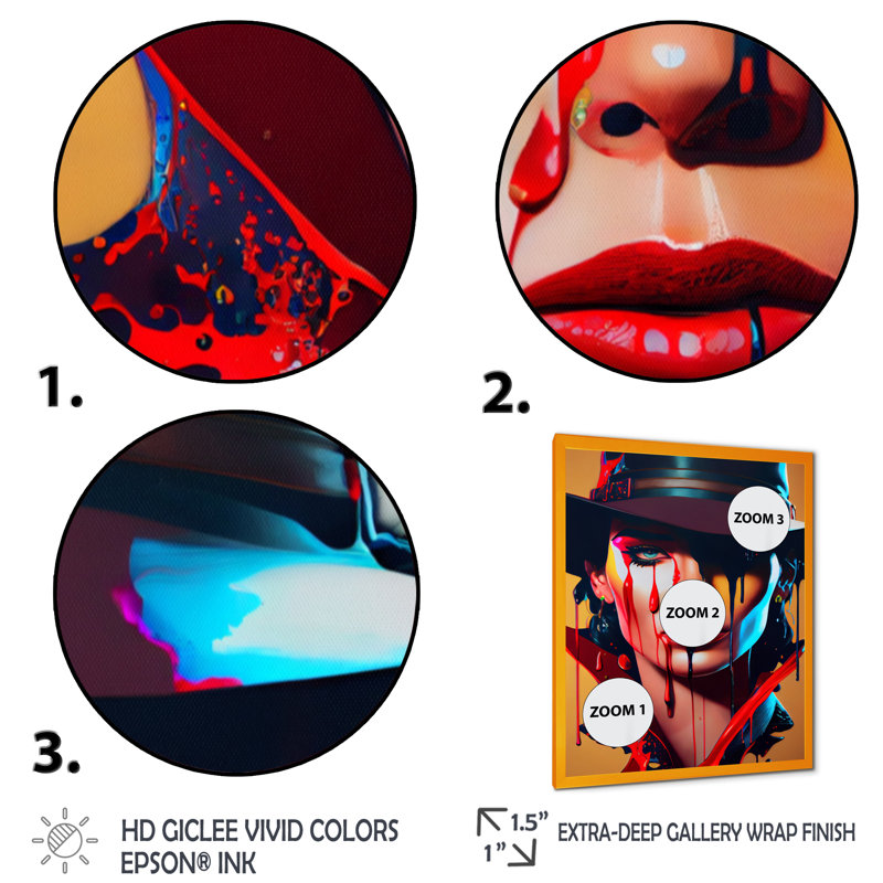 «Femelle Criminel Mastermind VI», impression sur toile, H 32 po x l 24 po x P 1 po, Impression dorée sur toile encadrée