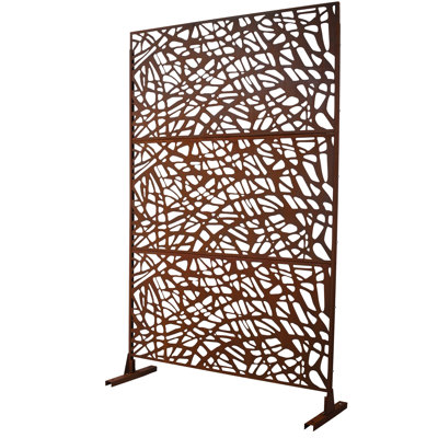 Outdoor & Indoor Metal Privacy Screen - 76" H48" W Rust Red For Patio, Deck, Balcony Cover Fence Panels For