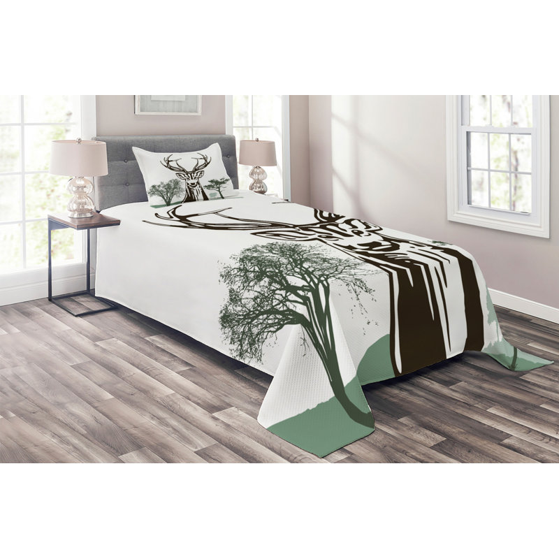 Rustic Polyester Coverlet, Twin Bedspread + 1 Sham