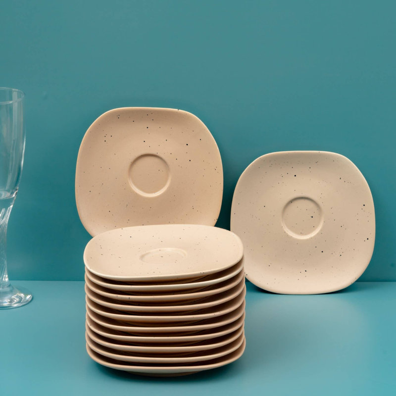 Soucoupe en porcelaine de qualité supérieure SABLE TERRE-FONCÉ de forme irrégulière, 5.11", Sable foncé