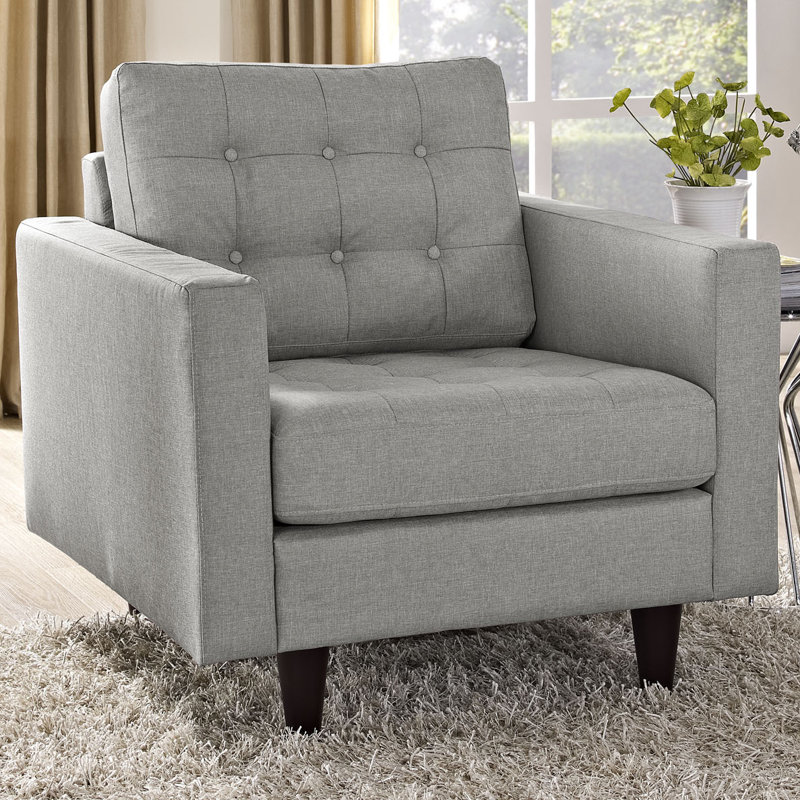 Fauteuil rembourré, Velours gris pâle