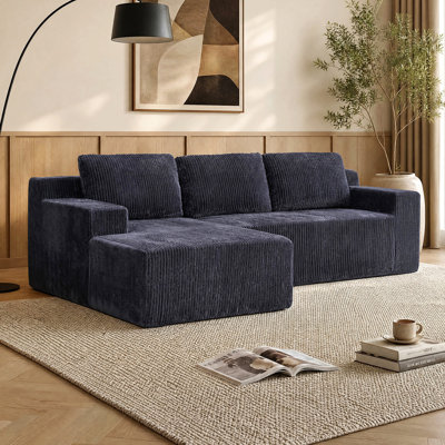 Canapé d'angle modulaire en velours côtelé en forme de L, ensemble de canapé de sol de luxe, meubles d'intérieur rembourrés, canapé compressé rempli de mousse pour salon, chambre