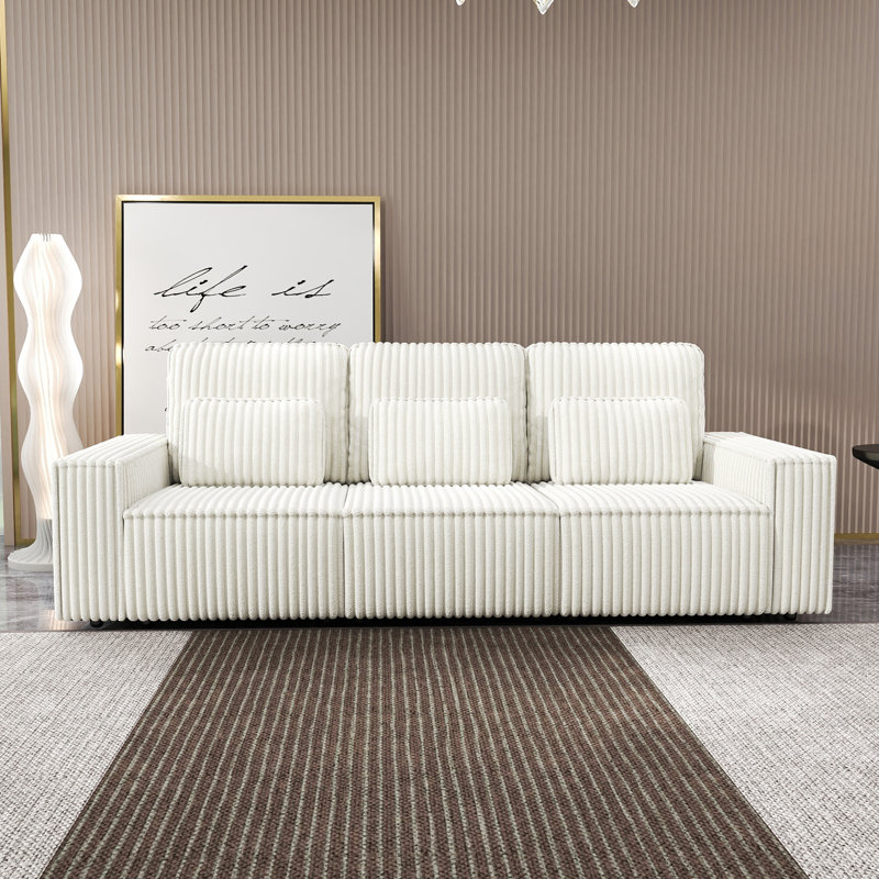 Canapé en éponge Corduroy, idéal pour les salons, Beige