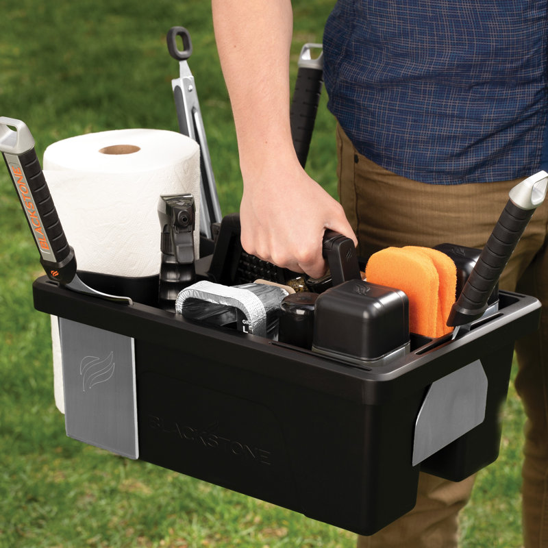Black Rectangular Plastic Griddle Tool Caddy