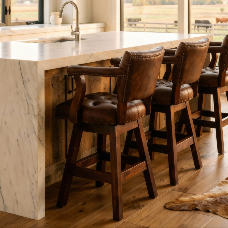 Trophy Tufted, Dark Brown, Counter Stool (26" Seat Height)