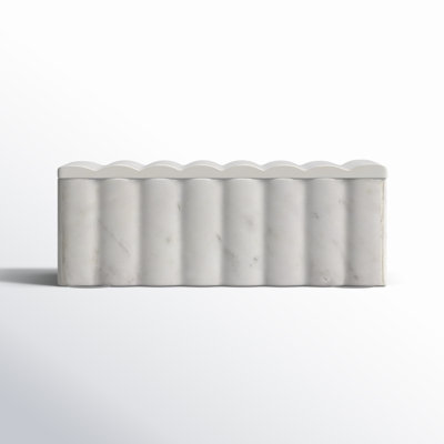Neutral White Marble Storage Box Contemporary Textured - 7" x 4" x 3"