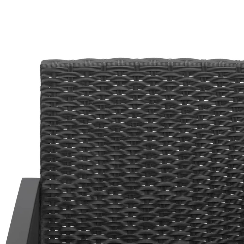 Banc de jardin en osier, Noir / gris anthracite, Blanc crème