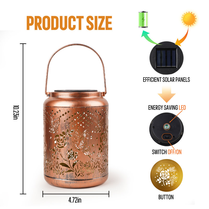 Hedaqi Butterfly Solar Lantern Waterproof Solar Butterflies Decorative Lanterns Hanging Butterfly Led Lantern Proch Outdoor Garden Yard, Patio, Lawn, Landscape