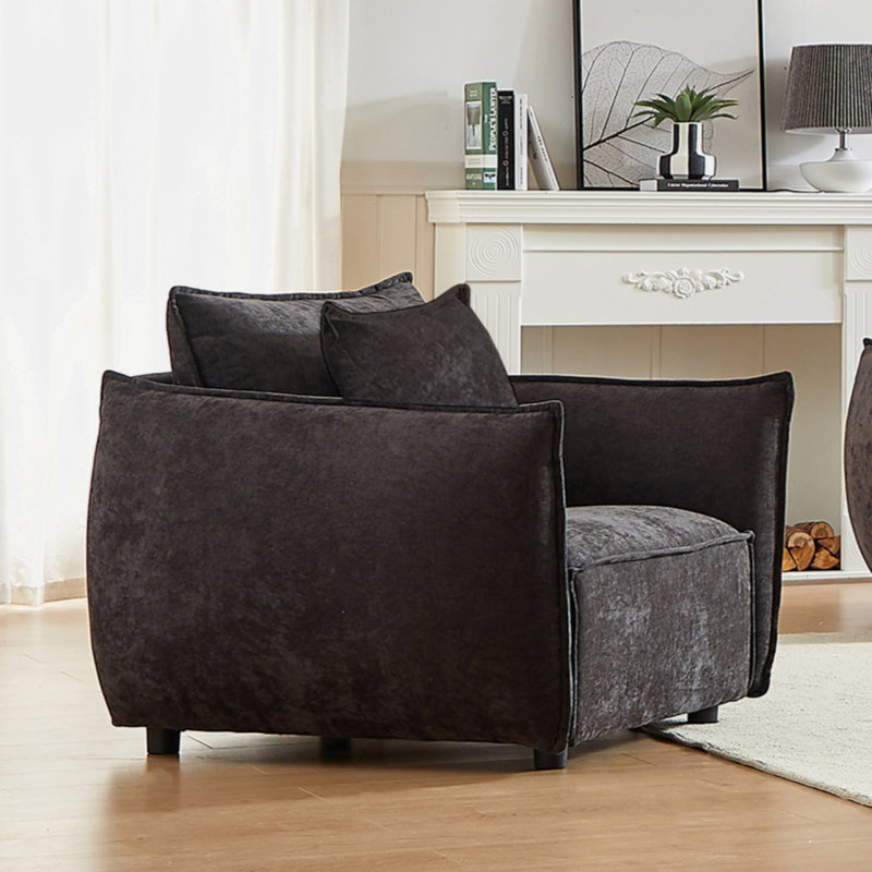 Fauteuil d'appoint 44 "avec coussins décoratifs 44", Tissu noir