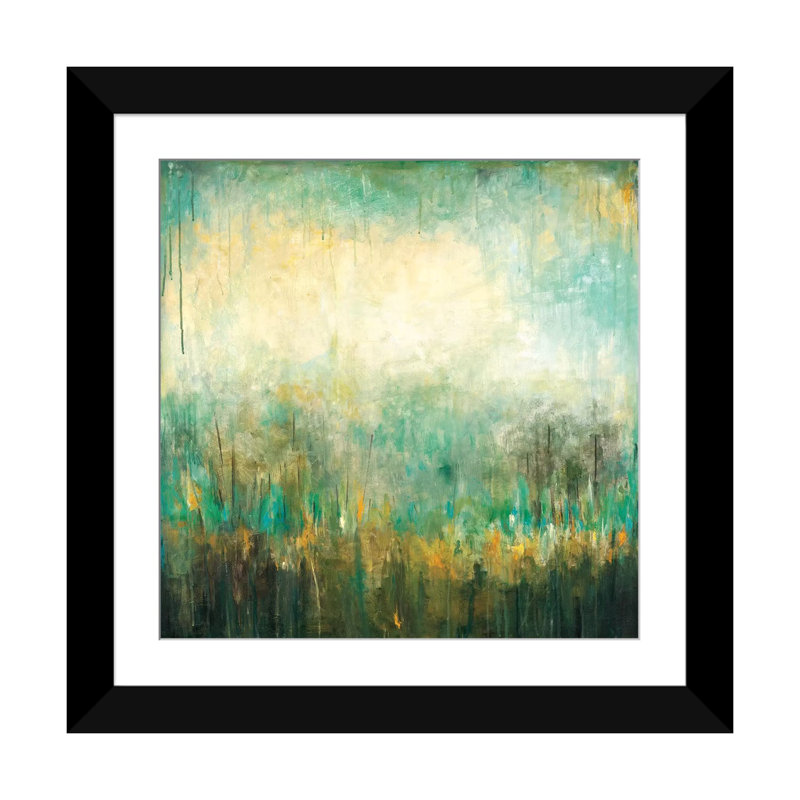 « jardin vert » par wani pasion, reproduction d’art sur toile, H 24 po x l 24 po x P 1 po, Papier d'art encadré noir, Blanc
