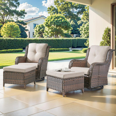 Carolina 4 Piece Swivel Chairs Seating Group With Cushions And Ottoman
