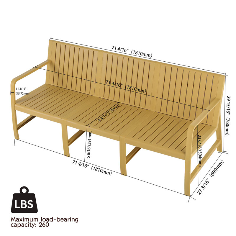 Banc de mobilier intérieur / extérieur, Jaune brique