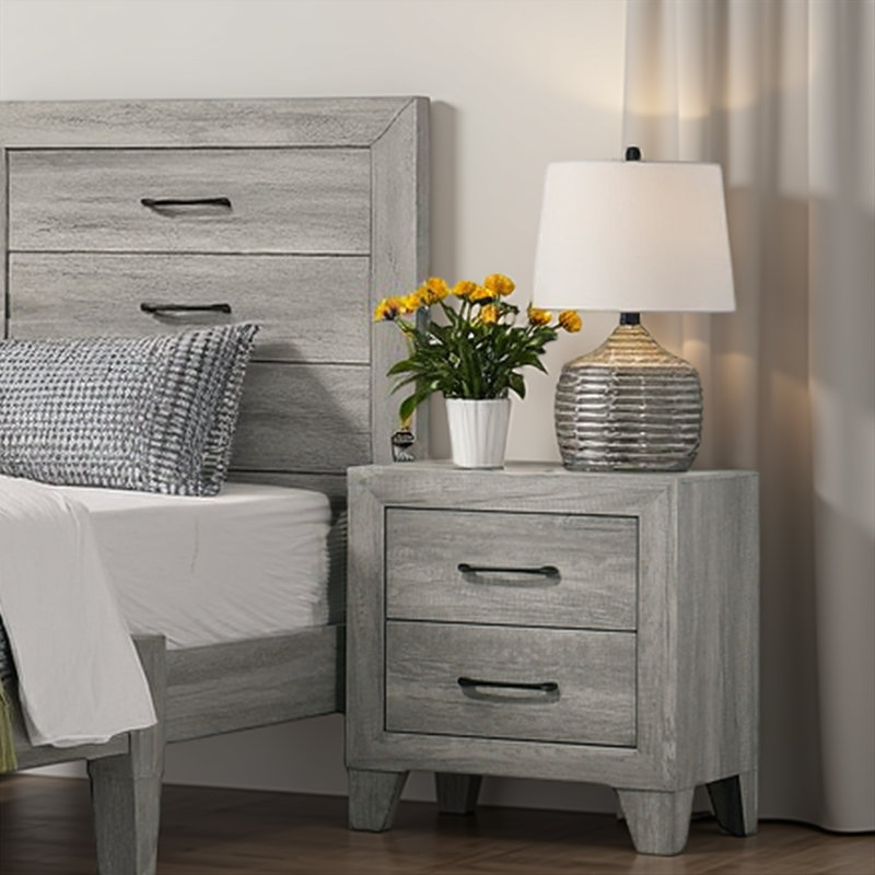 Table de chevet 2 tiroirs Contemporary, Gris