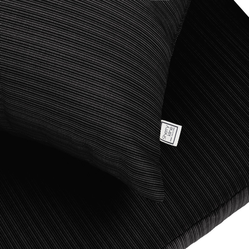 Knife Edge Seat Cushion With Zipper Closure And Knife Edge, Plain Back Cushion, With White Polyester Padded Fill., Black