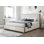 Grand lit rembourré beige et noyer Kaleea
