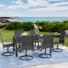 Ensemble de salle à manger 7 pièces pour patio avec table rectangulaire - Chaises de salle à manger rembourrées imperméables pour l'extérieur, osier résistant aux intempéries, structure résistante à la rouille pour la cour, la terrasse ou le bord de la piscine