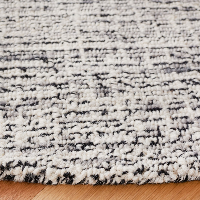 Narciza Abstract Hand Tufted Wool/Cotton Rug in Black/Gray, Round 6'