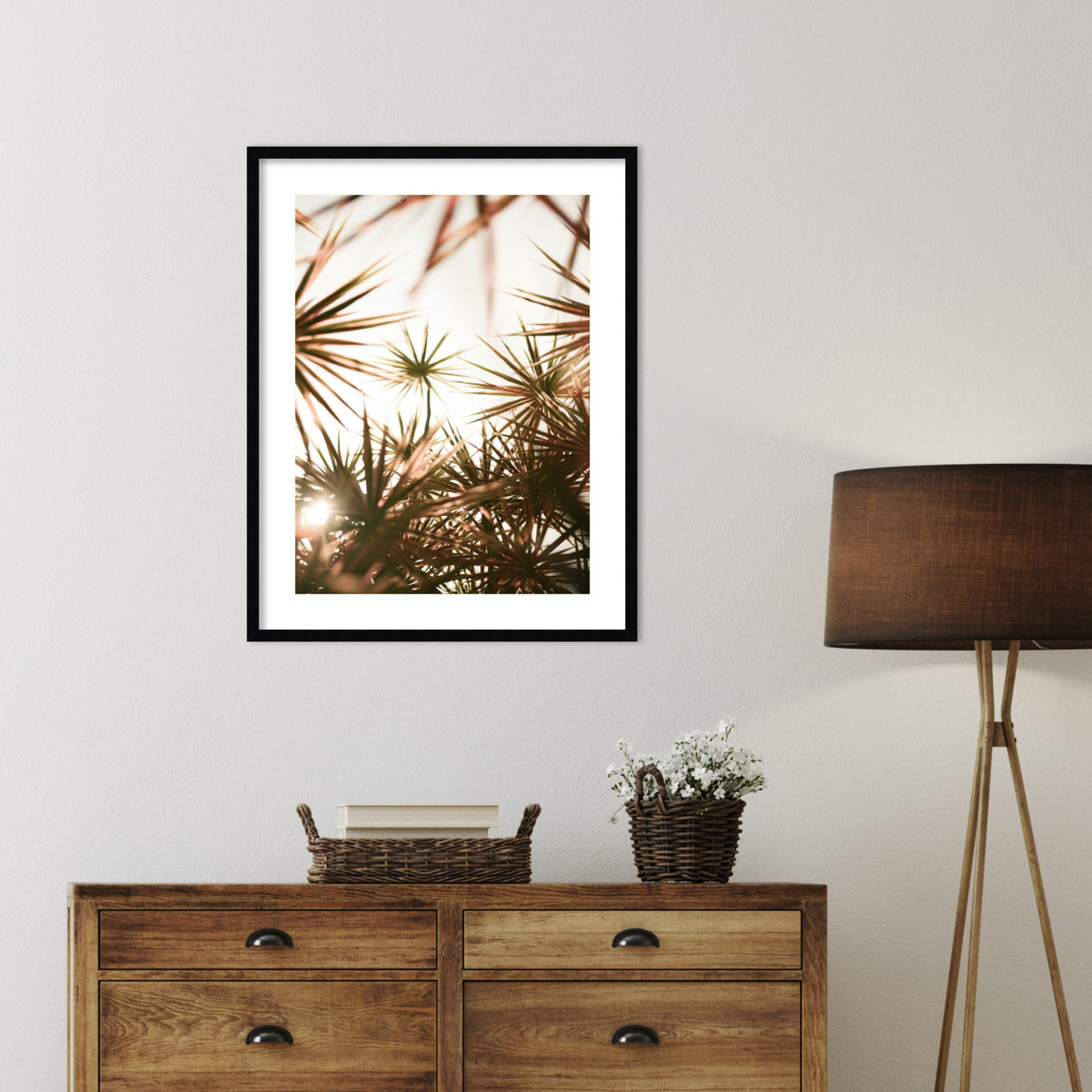 Daisey "Starlight Through Palms" Print, 33" H x 26" W, Black 