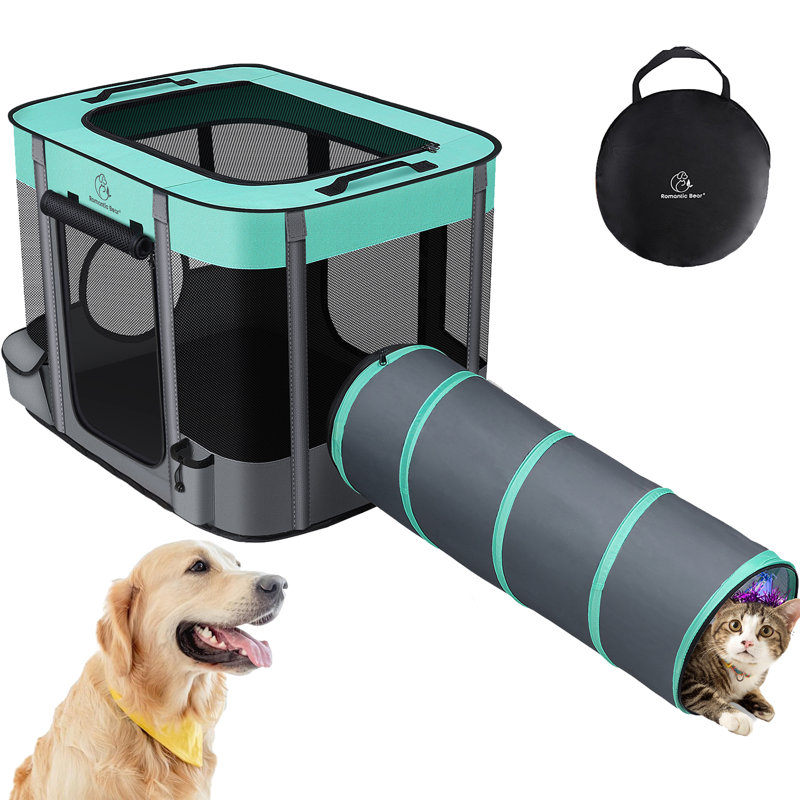 Fabric Exercise Pen With Door, 28" H x 71" W x 24" D