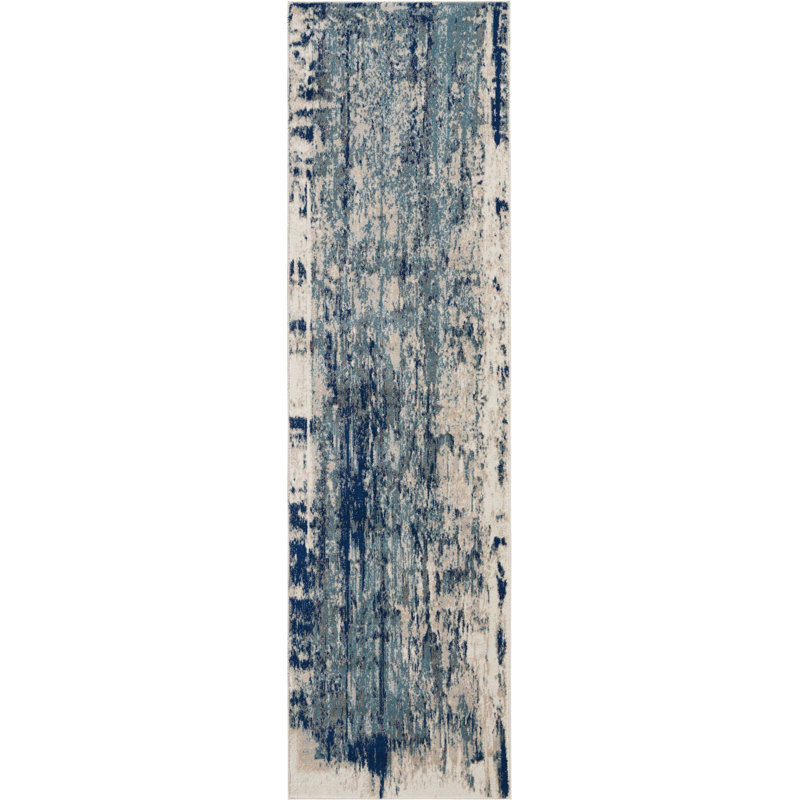 Tapis ivoire moderne moderne, Tapis de couloir 2 pi 2 po x 7 pi 6 po