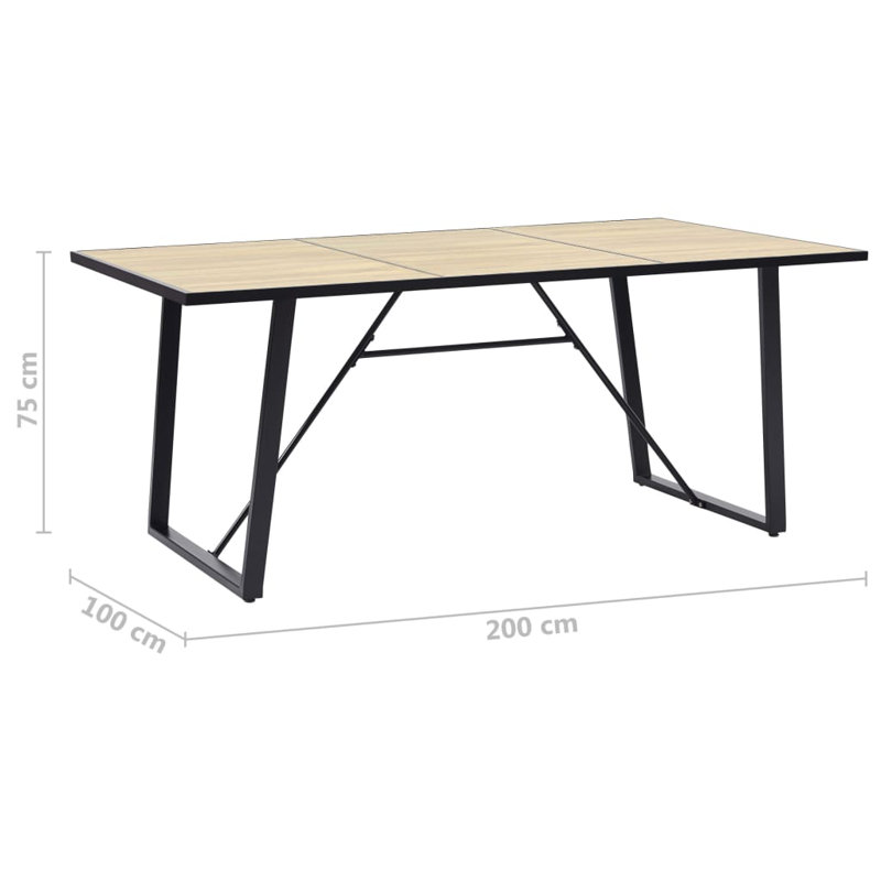 Winkel Metal Base Dining Table, H75 x L200 x W100cm