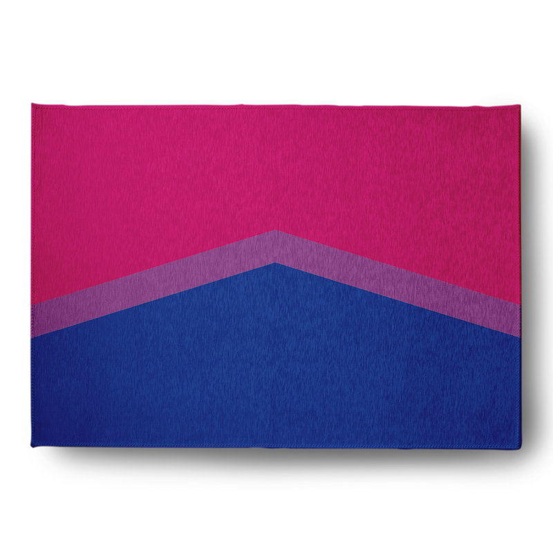 Tapis en chenille tissé à la machine en rose / bleu Samoni, Rectangle 5 pi x 7 pi