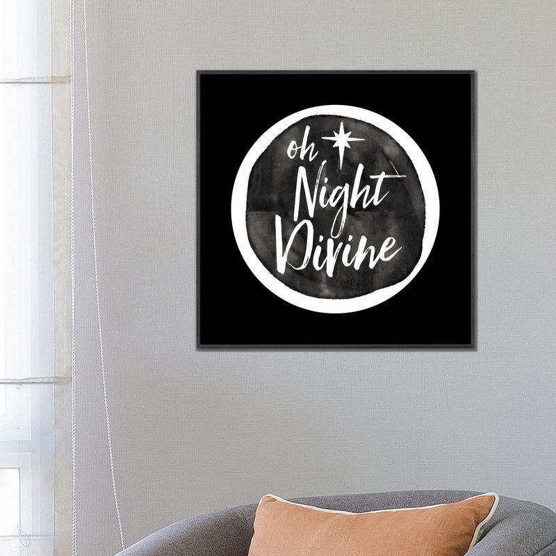 «Oh Night Divine», reproduction d'art sur toile encadrée, H 26 po x l 26 po, Cadre flottant sans passe-partout, Noir patiné