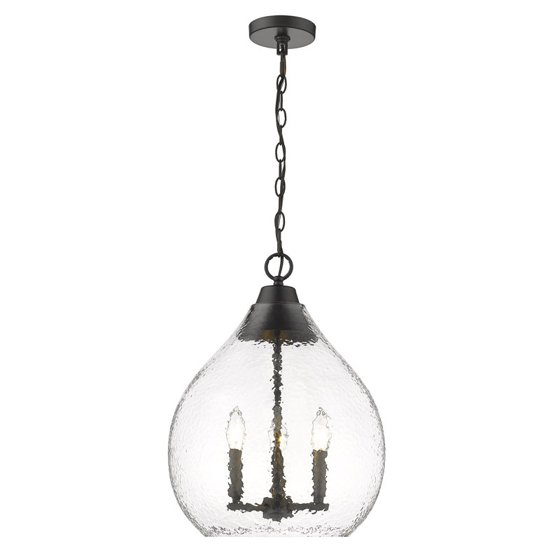 Luminaire suspendu en forme de larme à 3 lumières Armijo, Noir mat