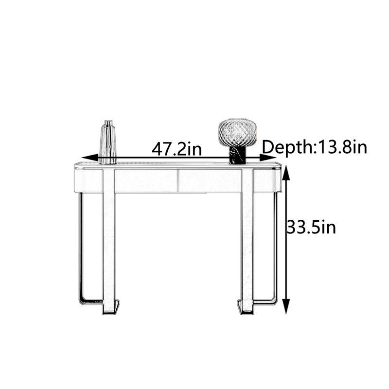 Console Luxury, Noir, noir, noir, noir, H 33,5 po x l 47,2 po x P 13,8 po, Noir, noir, noir, noir