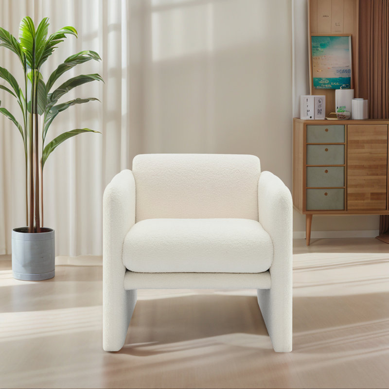 Fauteuil d'appoint 28,24 "Waved Arms, Polyester blanc