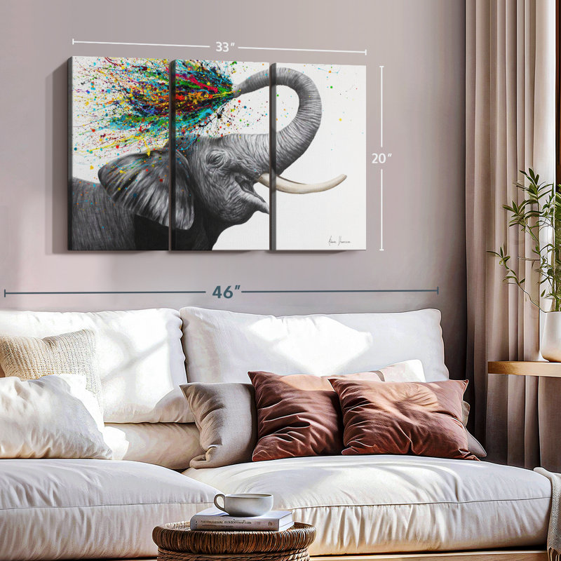«Elephant Elation» sur toile, H 20 po x l 33 po