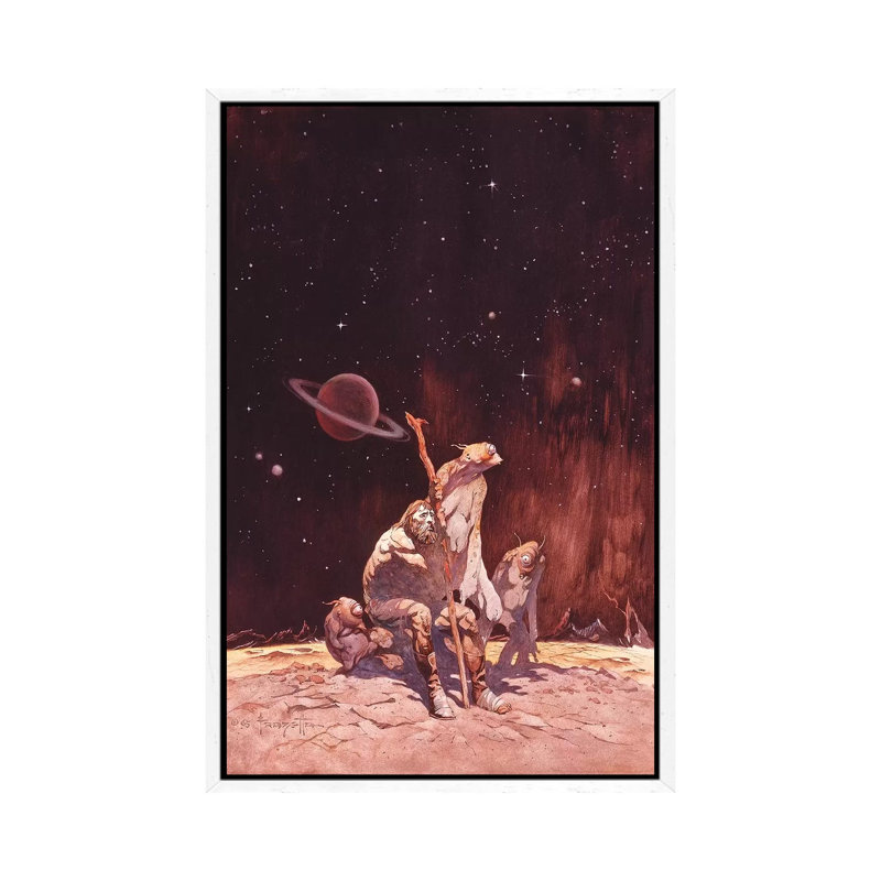 Stranded by Frank Frazetta - Print on Canvas, 66.04cm H x 45.72cm W x 3.81cm D, White Framed
