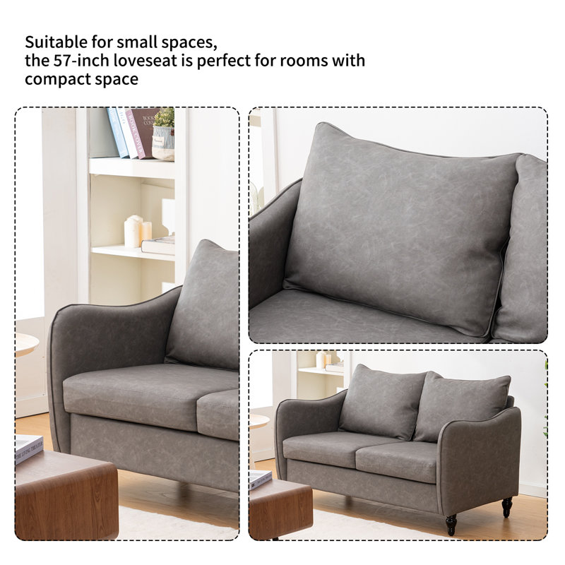 2 Seater Sofa Loveseat Couch, Grey