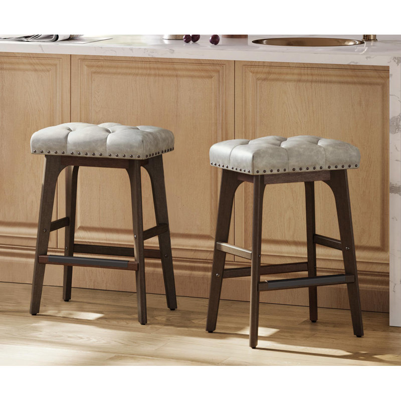 Alicio Counter Stool with Metal Frame, Cappuccino Beige Seat/Brown Frame