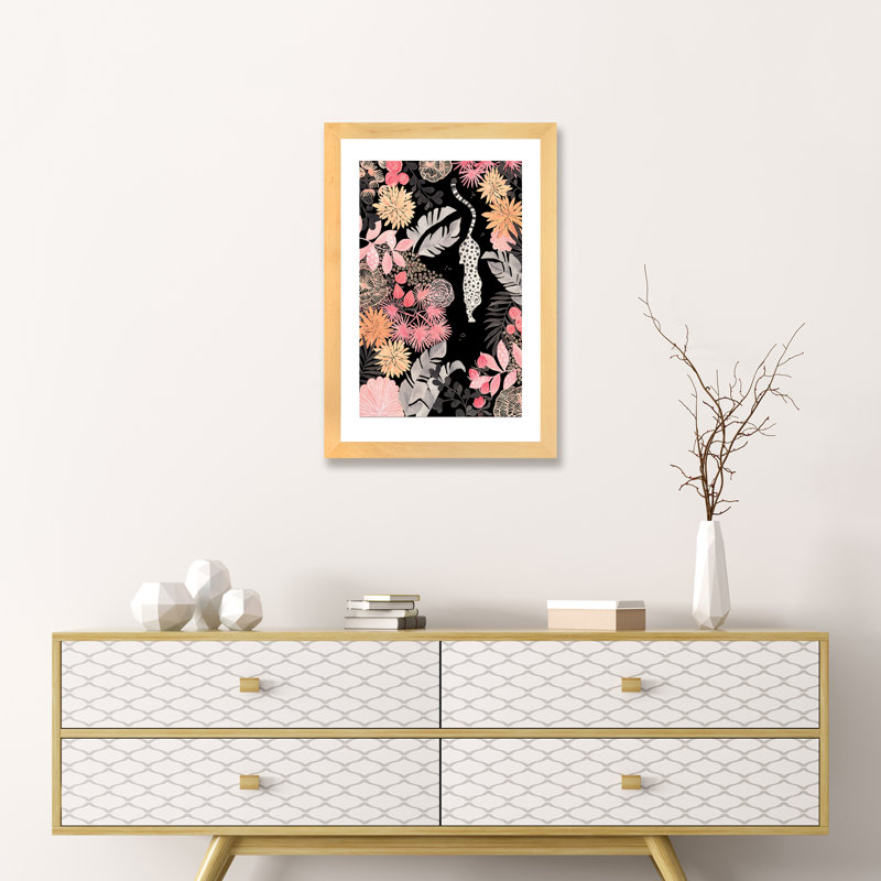Art de pédoncule leopard, H 24 po x l 16 po x P 1 po, Papier encadré naturel