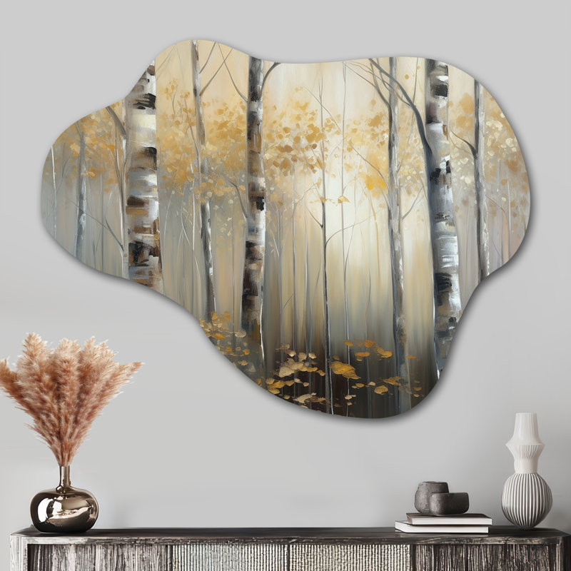 «Birch Tree Dense Forest IV - Cloud Tree», art mural en métal, sculpture murale asymétrique, H 27 po x l 35 po