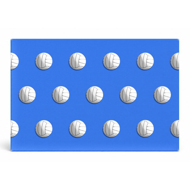 Motif de volleyball sur toile bleue - paysage, 20" W x 16" H